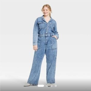 Universal Thread Long Sleeve Utility Baggy Denim Jumpsuit